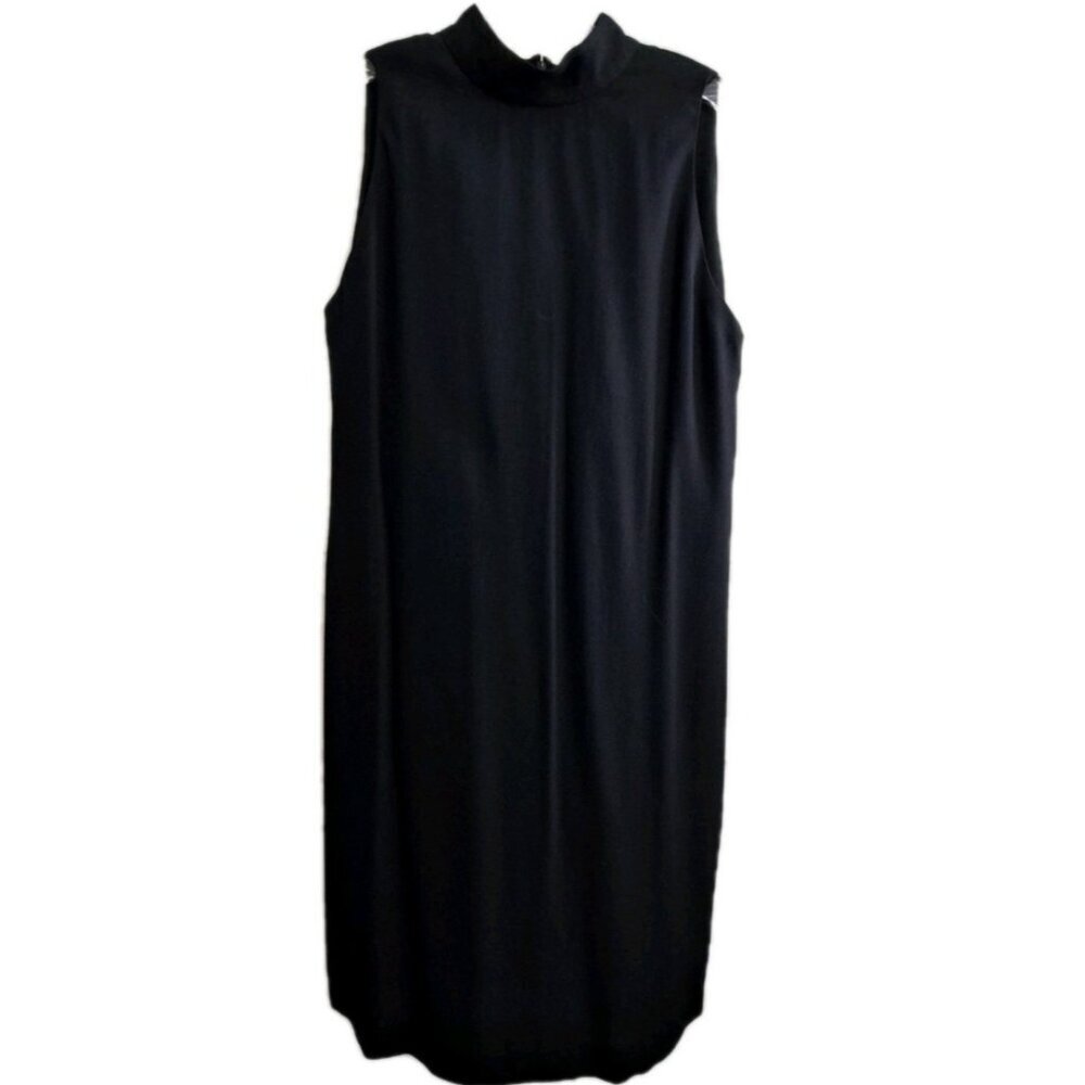 Ellen Tracy Company 12 Black Sleeveless Silk Blend Sheath Dress Office Classic